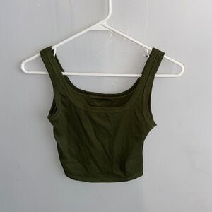 army green cropped tank top